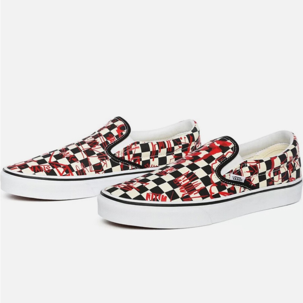 Vans Red and Black Checkerboard Slip-Ons